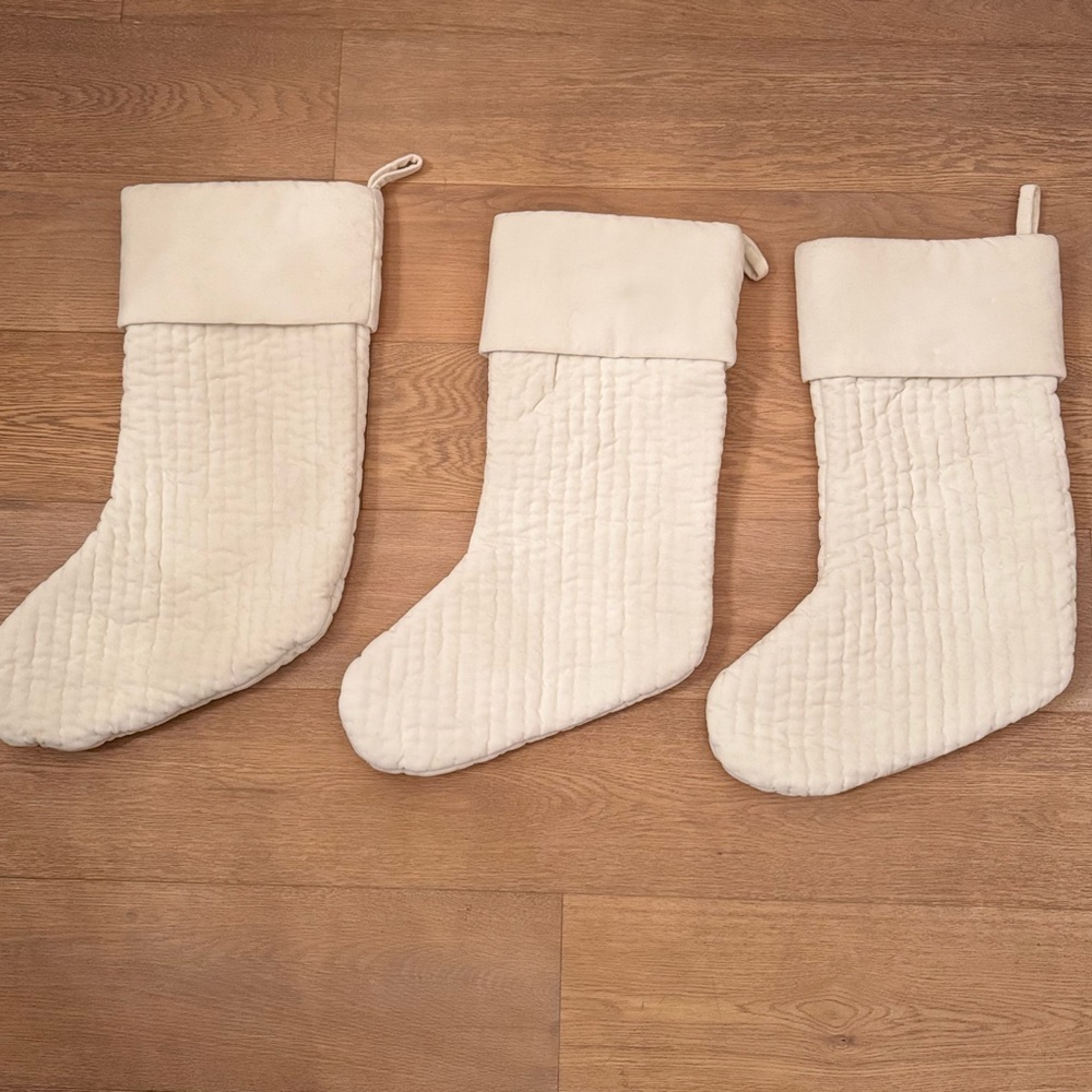 Set of 5 Pottery Barn Channel Stitch Velvet Christmas Stockings